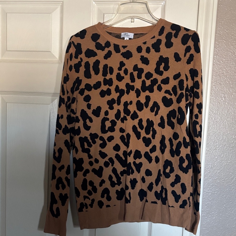Kim Rogers Leopard Print Sweater - Tan and Black